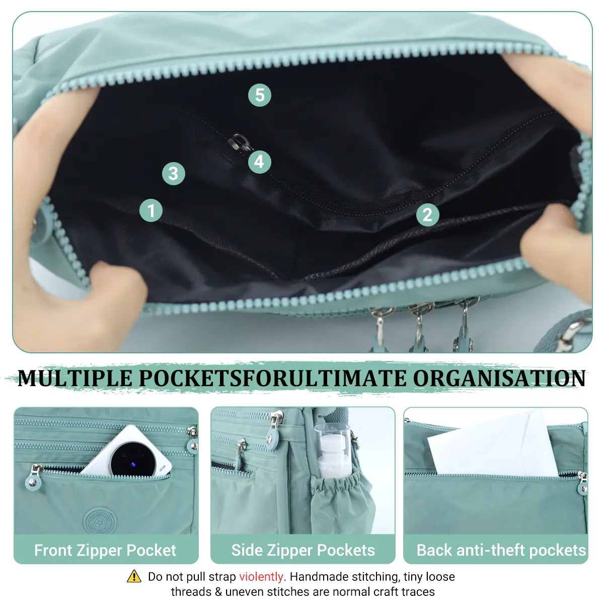 Nylon Fabric Crossbody Bag, Anti-Theftwomen'S Shoulder Bag, Multi-Layer Pocket Wallet, Solid Color Nylon Fanny Pack, Daily Commuting Nylon Bum Bag,Perfect for Mother'S Day & Valentine'S Day Gifts