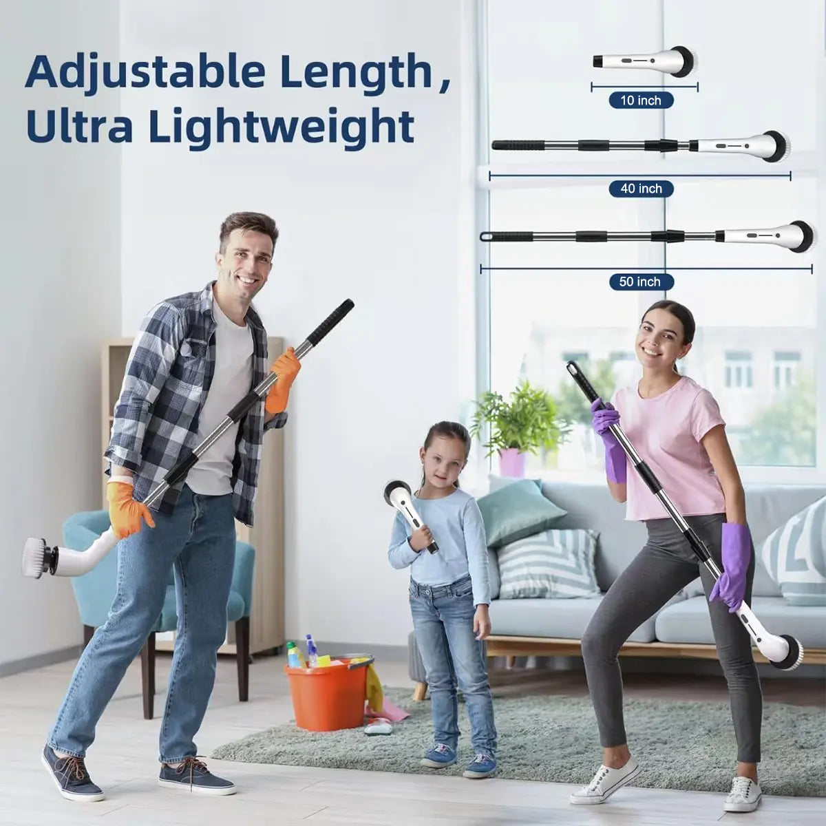 Cordless Electric Spin Scrubber - IPX7 Full-Body Waterproof Cleaning Brush with 4 Replaceable Heads, 3 Adjustable Extension Handle, 2-Speed for Bathroom, Kitchen, Homegoods, Bathroom Accessories, Back to School Haul, Tools and Gadgets, Apartment Stuff, Ba