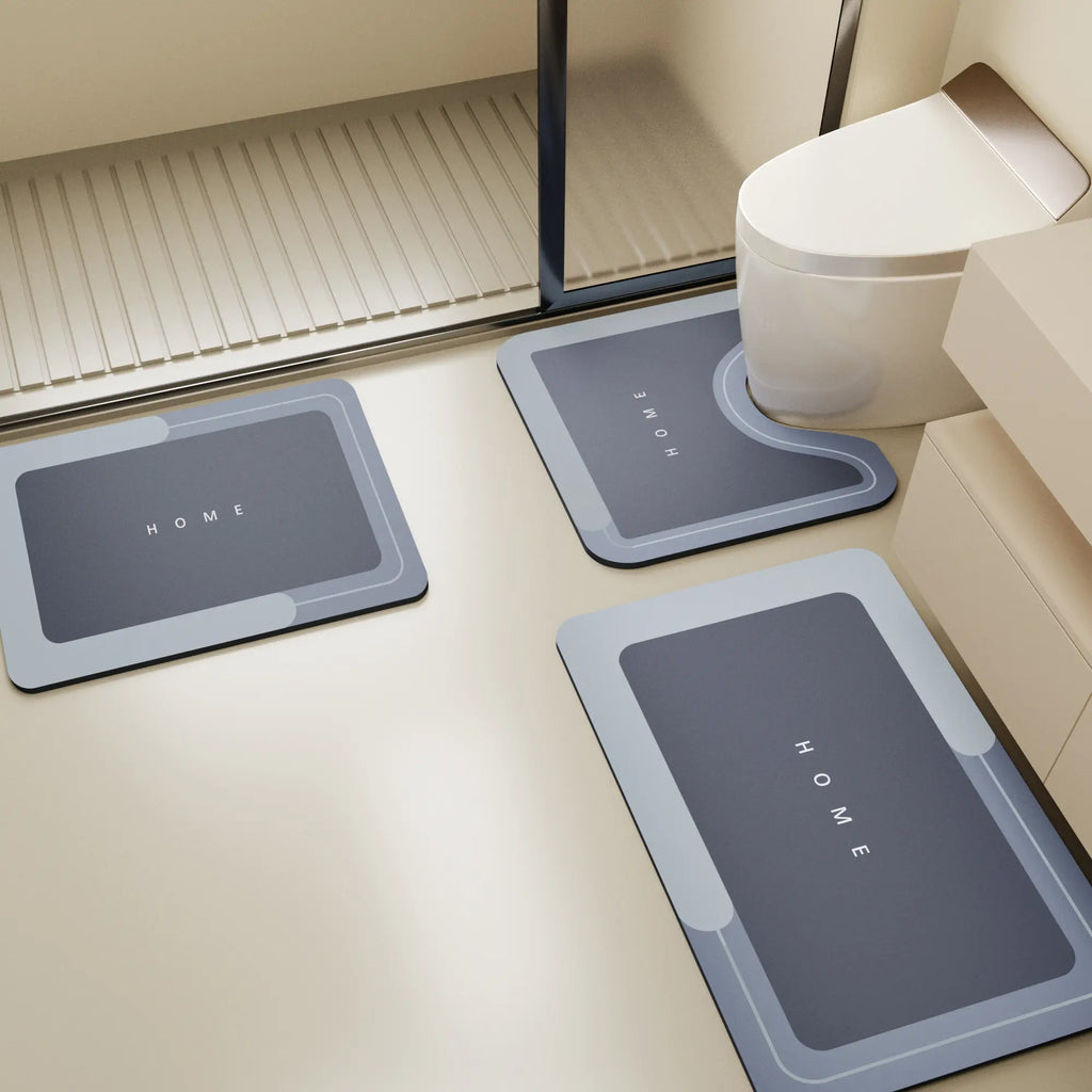 Bathroom Toilet Mat, 3-Piece Set, Quick-Drying Water-Absorbing Floor Mat, Rubber Anti-Slip Bottom Design, Suitable for Bathroom, Washbasin, Toilet, Kitchen, Living Room, beside the Bathtub, Laundry Room, Bathroom Decoration. Bathmat