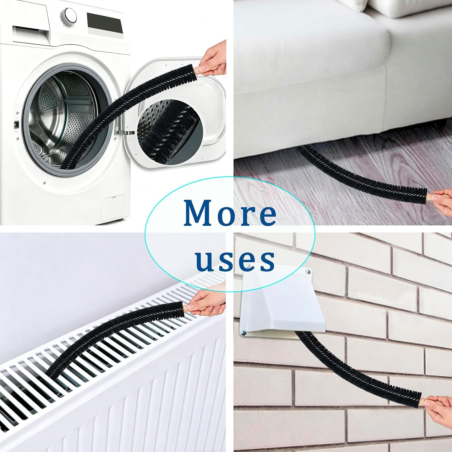 Dryer Vent Cleaner Kit Dryer Lint Cleaner Kit - Household Universal Vacuum Hose Attachment + Lint Brush for Easy Vent Cleaning, Hose Fit Most Vauum Cleaners to Improve Dryer Efficiency