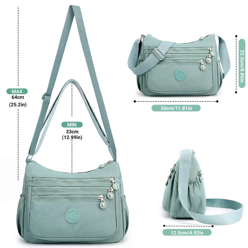 Nylon Fabric Crossbody Bag, Anti-Theftwomen'S Shoulder Bag, Multi-Layer Pocket Wallet, Solid Color Nylon Fanny Pack, Daily Commuting Nylon Bum Bag,Perfect for Mother'S Day & Valentine'S Day Gifts