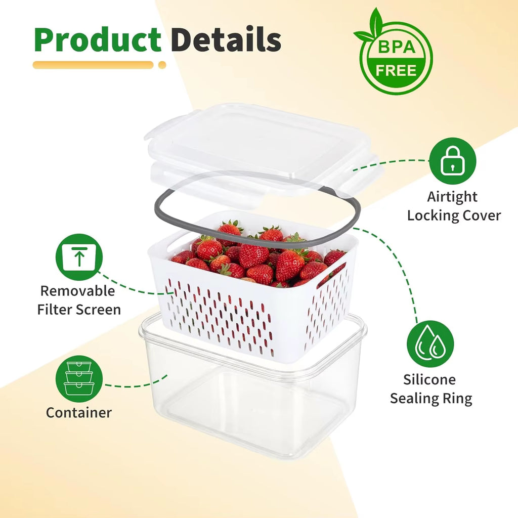 Stackable Sealed Storage Container Vegetable Filter Box Refrigerator Fruit Crisper Box