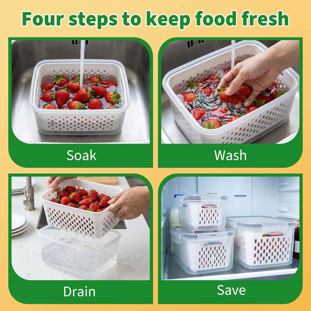 Stackable Sealed Storage Container Vegetable Filter Box Refrigerator Fruit Crisper Box