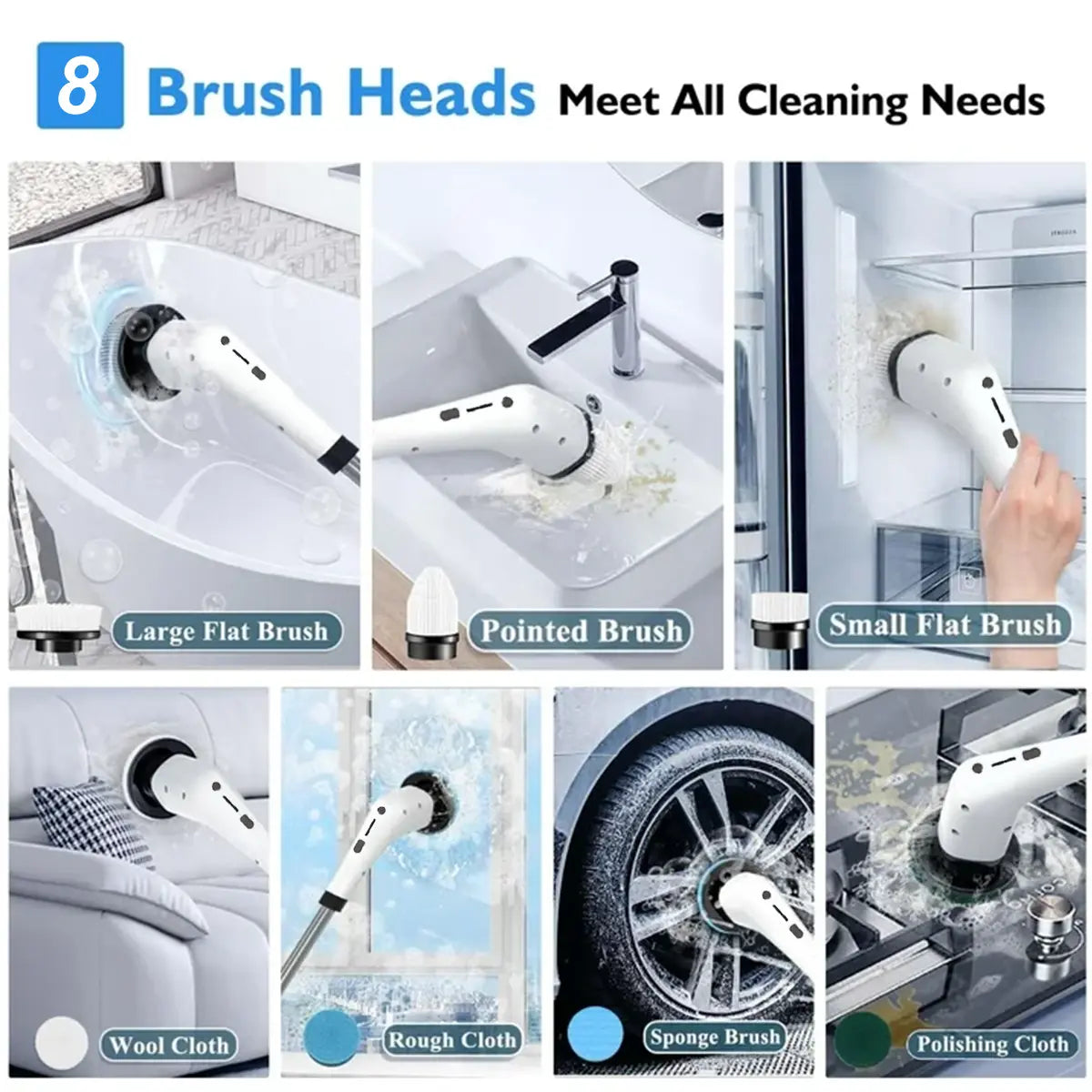 Cordless Electric Spin Scrubber - IPX7 Full-Body Waterproof Cleaning Brush with 4 Replaceable Heads, 3 Adjustable Extension Handle, 2-Speed for Bathroom, Kitchen, Homegoods, Bathroom Accessories, Back to School Haul, Tools and Gadgets, Apartment Stuff, Ba