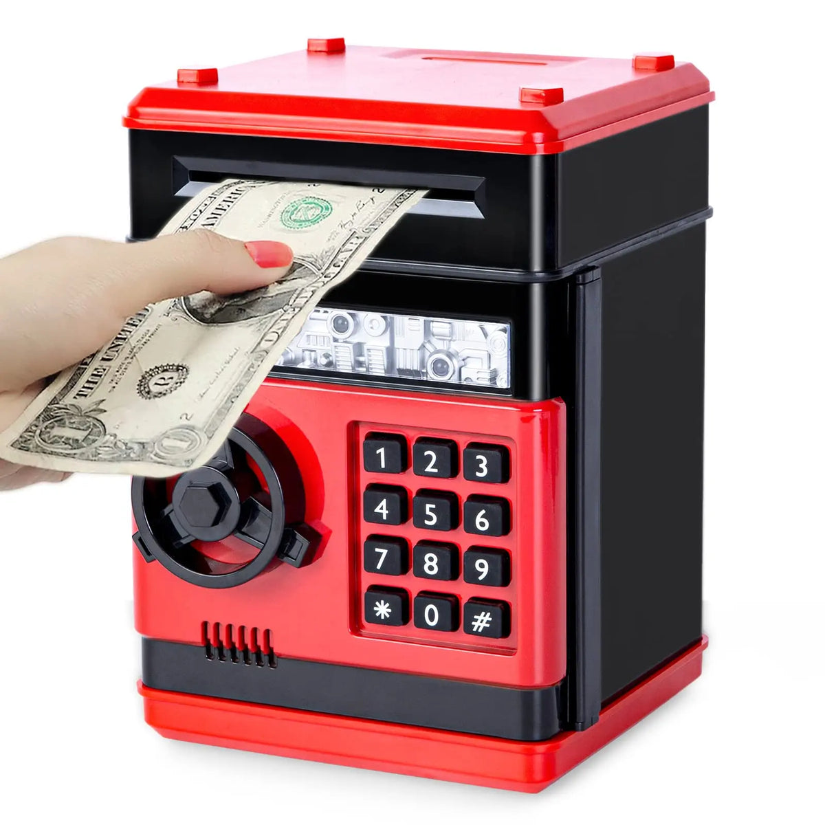 Piggy Bank for Boys Adults, Electronic ATM Coin Cash Bank with Password Code Lock and Auto Grab Bill Slot, Large Capacity Coin Bank Money Jar for Adults, Designed for All US Coins, Capacity 10000+