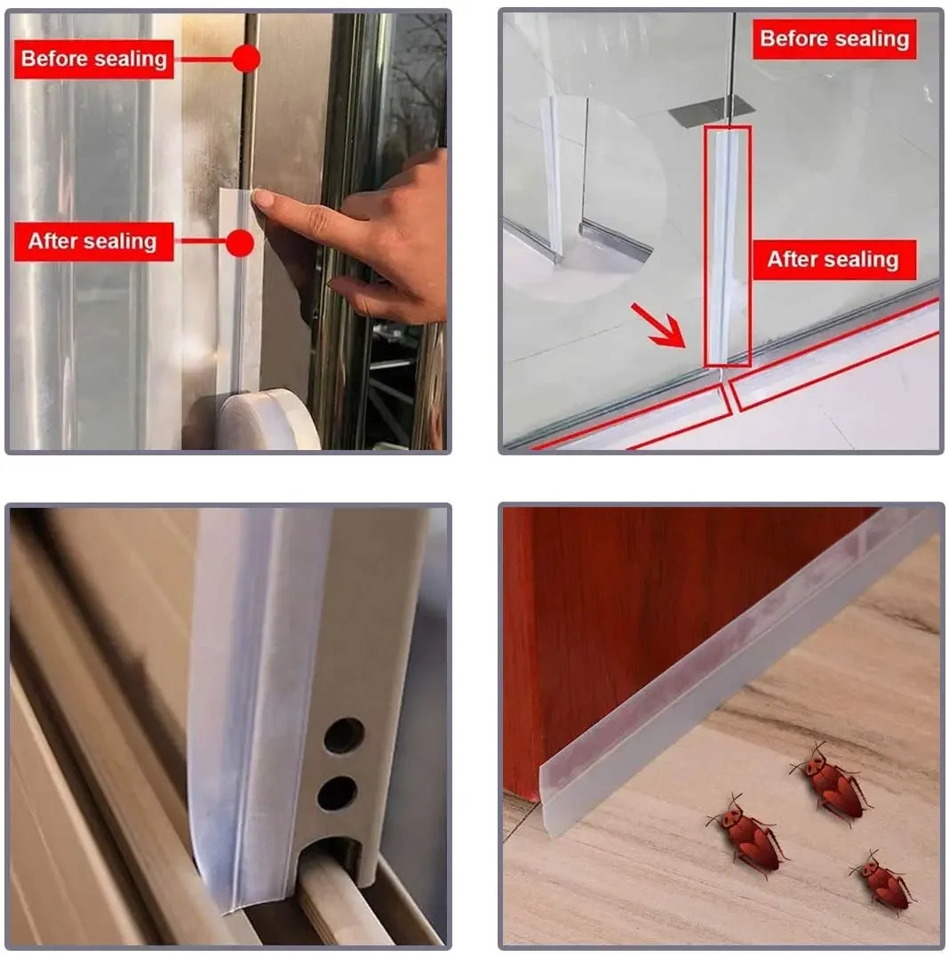 5Meters Door Bottom Seal Strip Window Self Adhesive Silicone Rubber Seal Weathering Strip Door Sealing Bar Window Sealing Tape