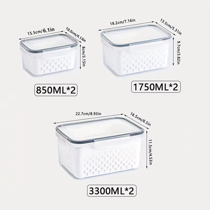 Stackable Sealed Storage Container Vegetable Filter Box Refrigerator Fruit Crisper Box