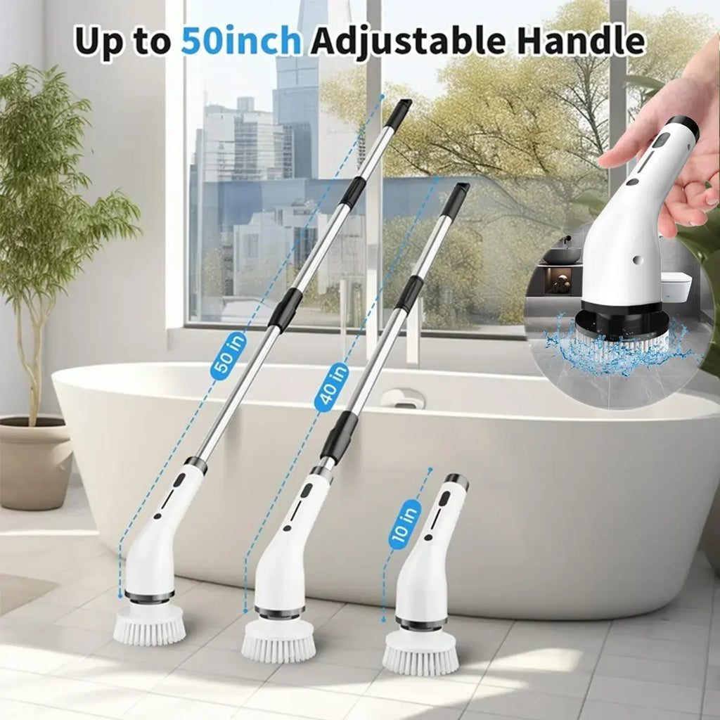 Cordless Electric Spin Scrubber - IPX7 Full-Body Waterproof Cleaning Brush with 4 Replaceable Heads, 3 Adjustable Extension Handle, 2-Speed for Bathroom, Kitchen, Homegoods, Bathroom Accessories, Back to School Haul, Tools and Gadgets, Apartment Stuff, Ba