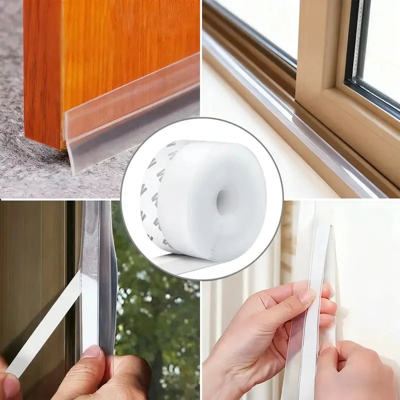 V-Shape Weather Stripping — Self-Adhesive, Flexible, Durable, Draft Blocker, Soundproof
