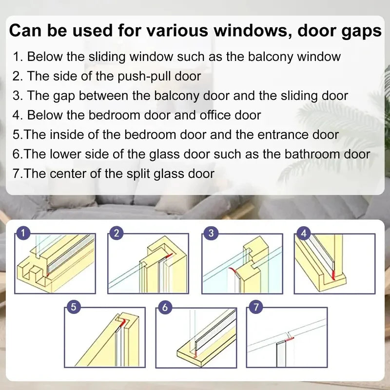 V-Shape Weather Stripping — Self-Adhesive, Flexible, Durable, Draft Blocker, Soundproof