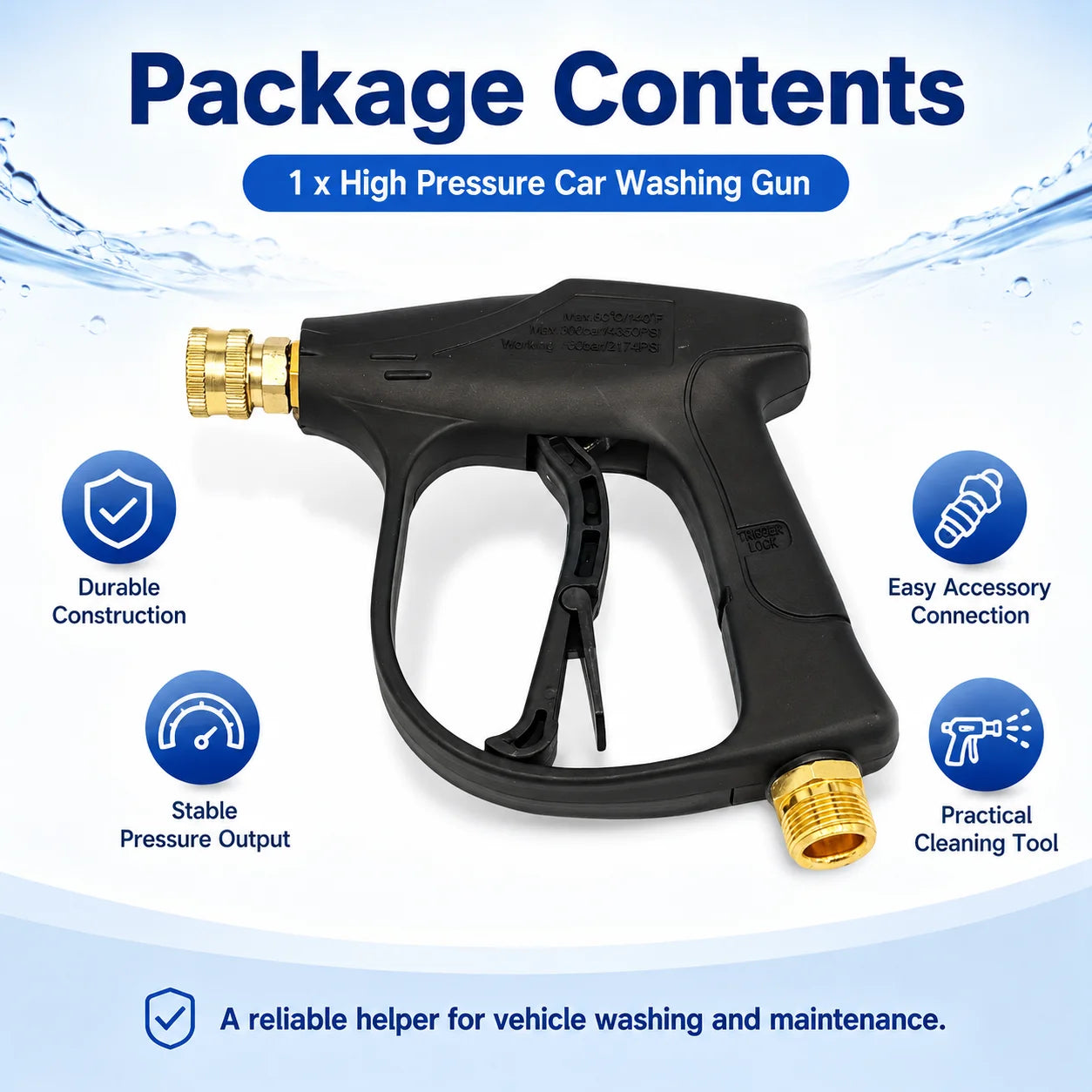 Foam Cannon — High Pressure, Adjustable Nozzle, Car Wash, Snow Foam, Quick Connect, Durable ABS