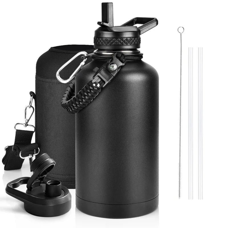 Insulated Water Bottle — Gallon, Stainless Steel, Leakproof, Wide Mouth, Carry Handle