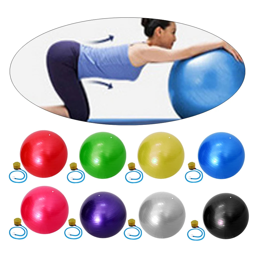 55cm Anti-Burst Yoga Exercise Ball with Pump - Stability Swiss Ball for Pilates, Core Training, Posture, Home Office Chair