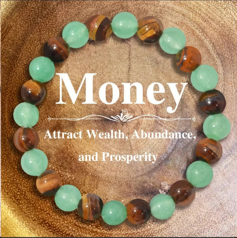 Money Manifest Crystal Bead Bracelet — Abundance, Prosperity, Wealth, Healing, Protection, Chakra Balancing