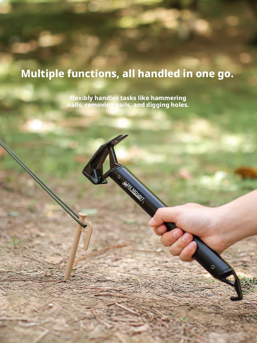 Camping Hammer — Multi-Tool, Portable, Steel, Durable, Lightweight, Tent Stake Puller