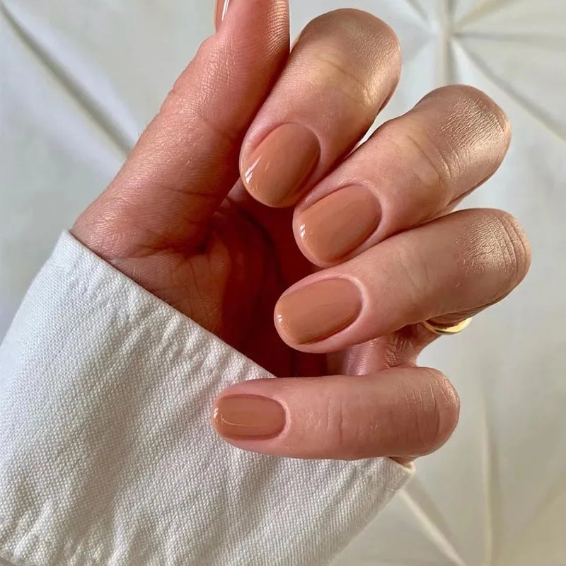 Almond Press-On Nails — Ultra-Short, Natural Finish, Reusable, Easy Application, Durable, Chip-Resistant