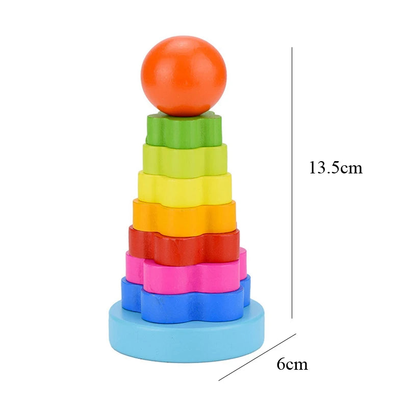 Montessori Stacking Blocks — Wooden Toy, Shape Sorter, Early Learning, Fine Motor, Toddler Gift