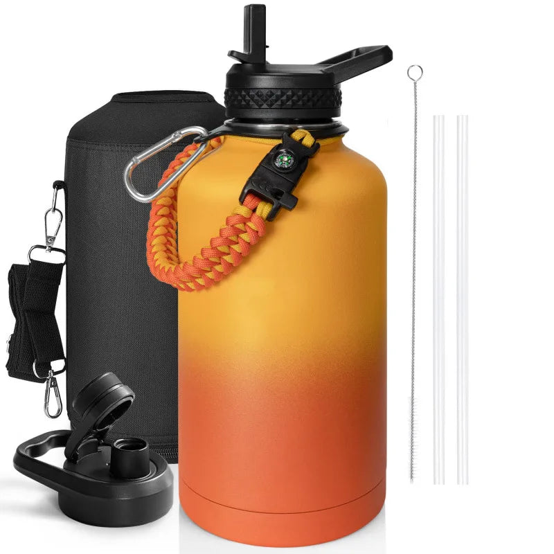 Insulated Water Bottle — Gallon, Stainless Steel, Leakproof, Wide Mouth, Carry Handle