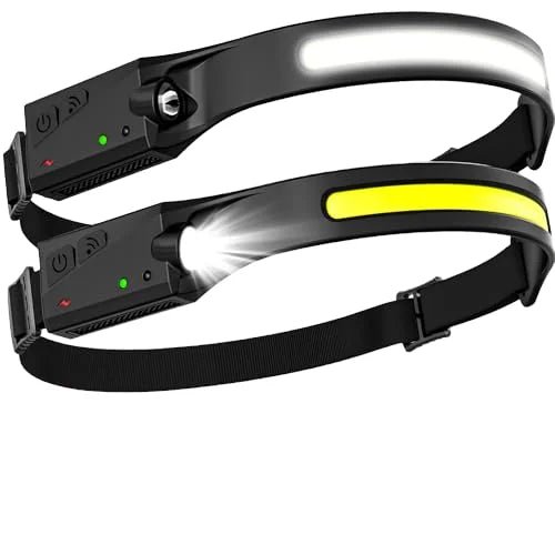 Rechargeable Headlamp — Motion Sensor, USB-C, Lightweight, Waterproof, 5 Lighting Modes, Long Battery Life