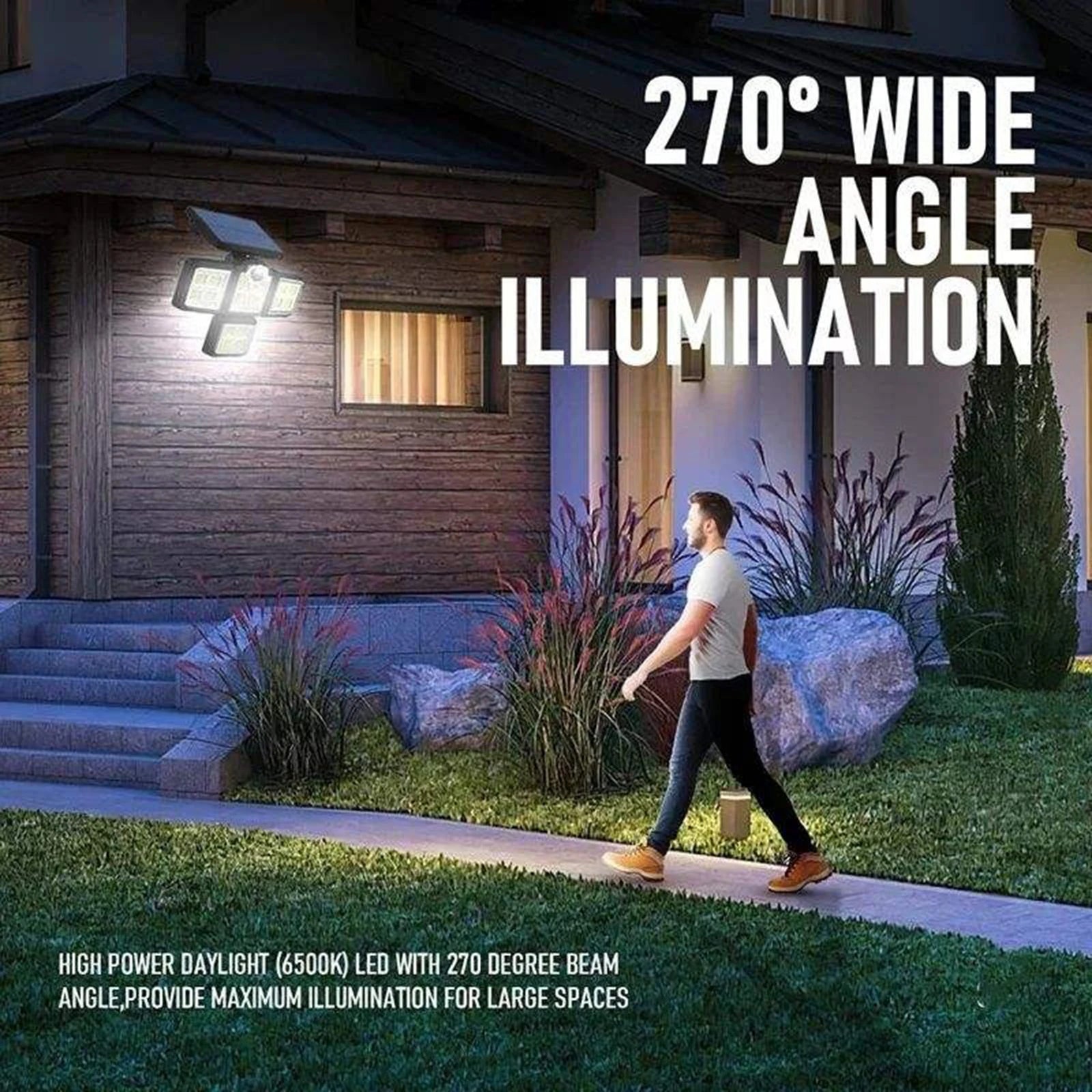 Solar Motion Security Floodlight — Outdoor, Wireless, Waterproof, Bright, Easy Install