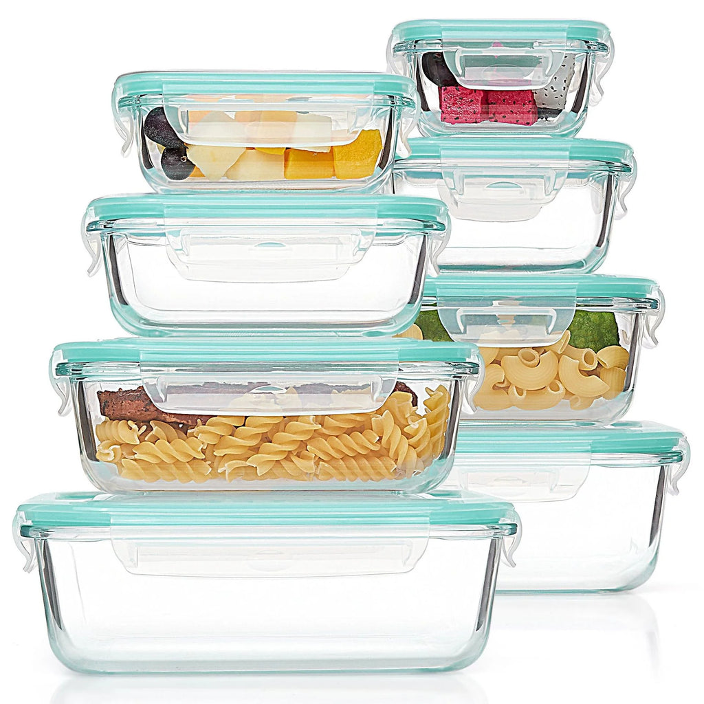 Glass Food Storage Containers — Airtight Lids, Leakproof, Oven Safe, Microwave Safe, Freezer Safe
