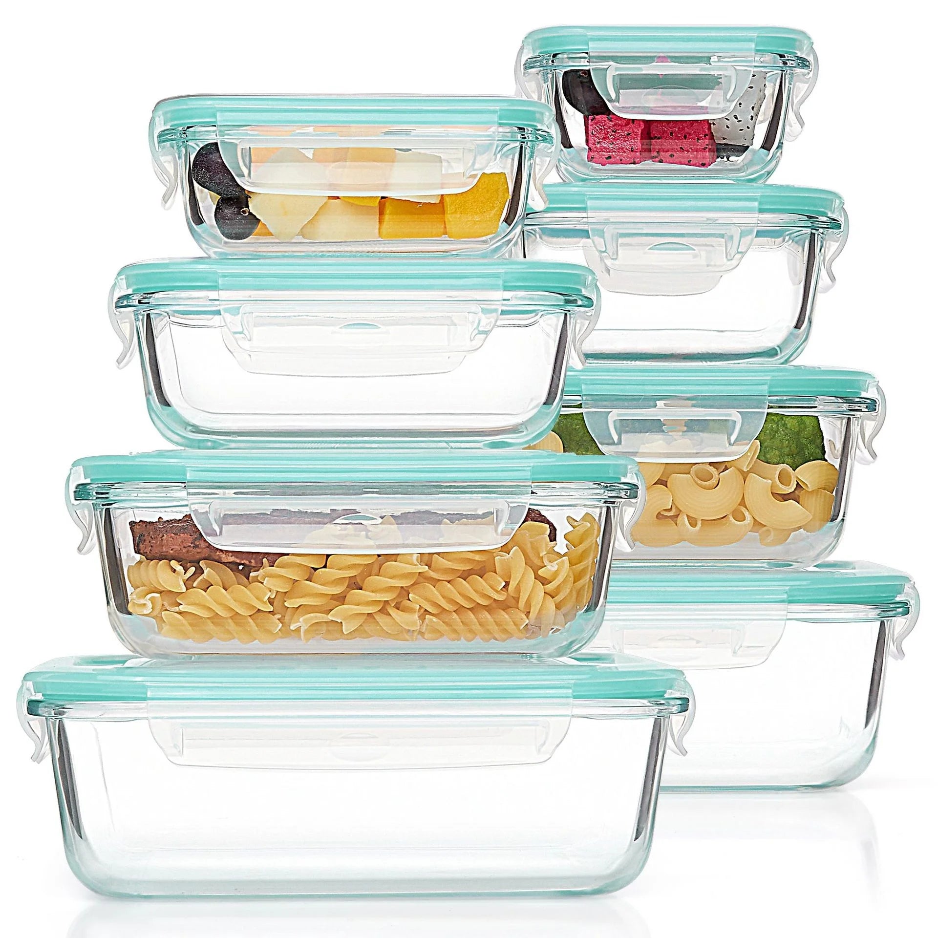 Glass Food Storage Containers — Airtight Lids, Leakproof, Oven Safe, Microwave Safe, Freezer Safe