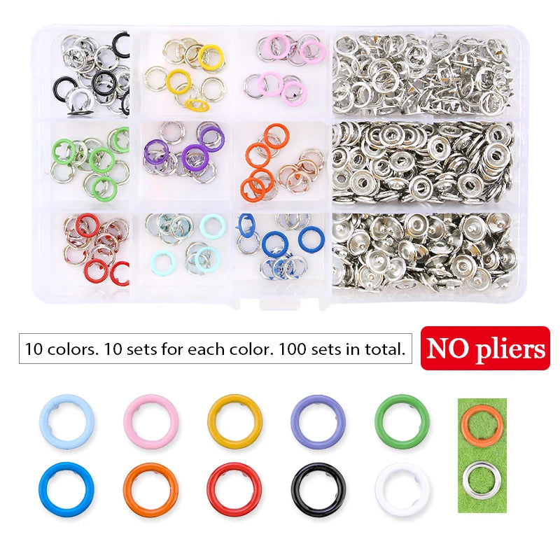 Snap Button Pliers Kit — 100pcs, Durable, Heavy-Duty, DIY, Crafting