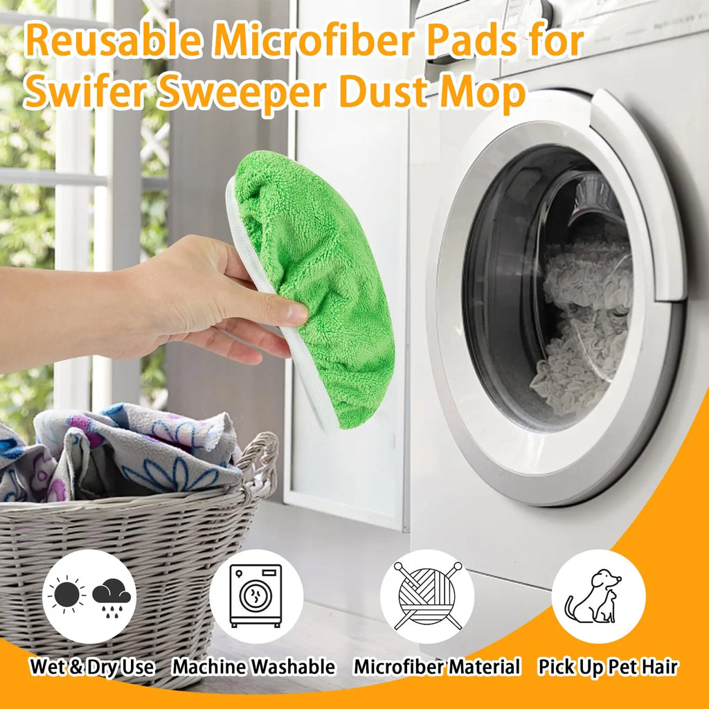 Reusable Mop Pads — Washable, Eco-Friendly, Swiffer Compatible, Microfiber, Deep Cleaning, Wet/Dry Use