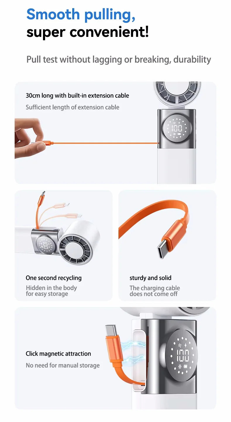 Portable Cooling Fan — 7-in-1 Multifunction, USB Rechargeable, Personal Air Cooler, Quiet Operation, Power Bank