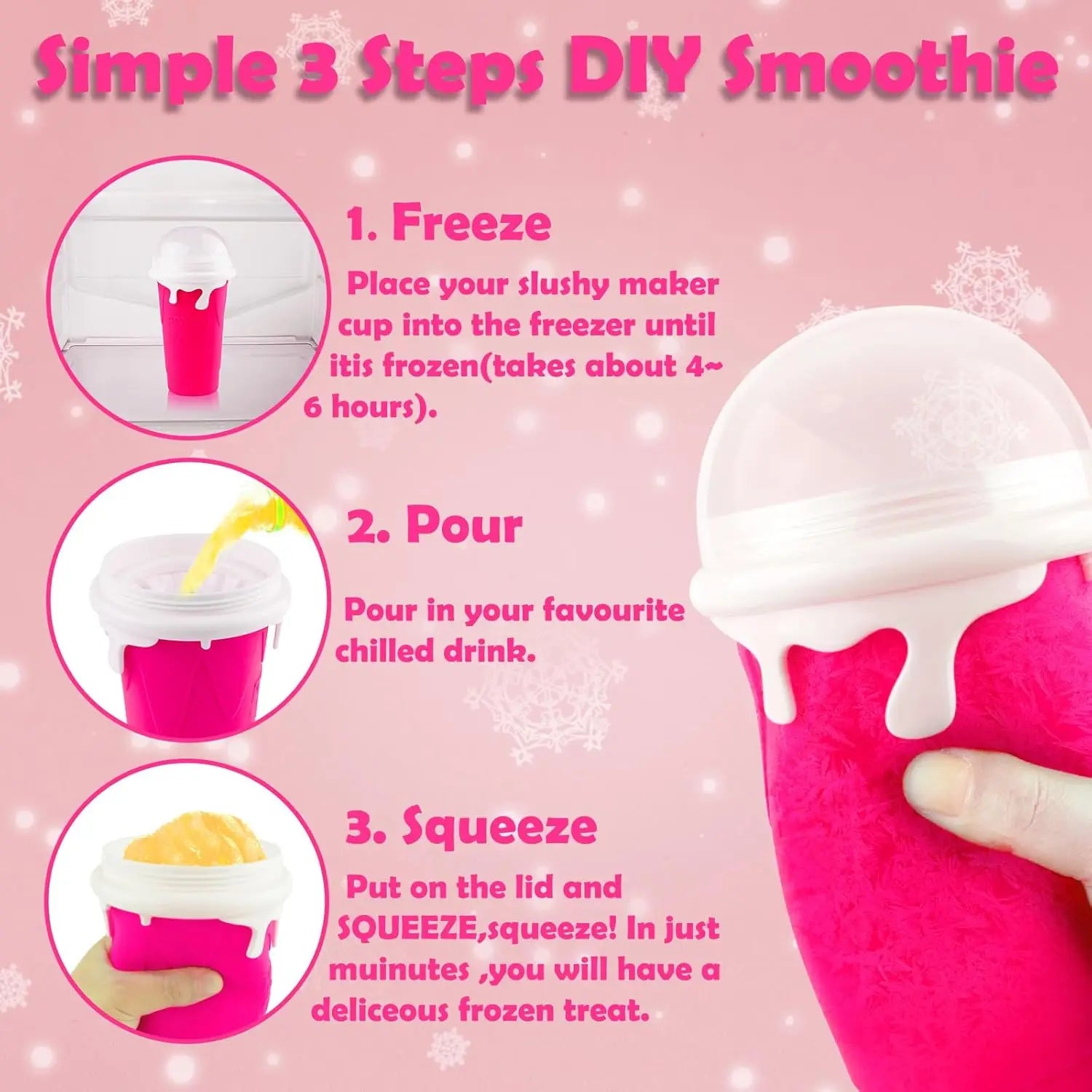 Slushy Cup — Quick Freeze, Easy Clean, Reusable, Portable, Kids-Friendly, Summer Essential
