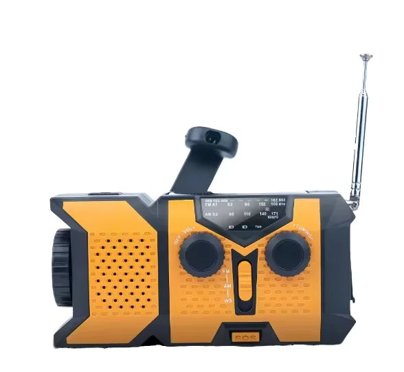 Emergency Radio — Solar Powered, Hand Crank, AM/FM, NOAA Weather, LED Flashlight, USB Charger