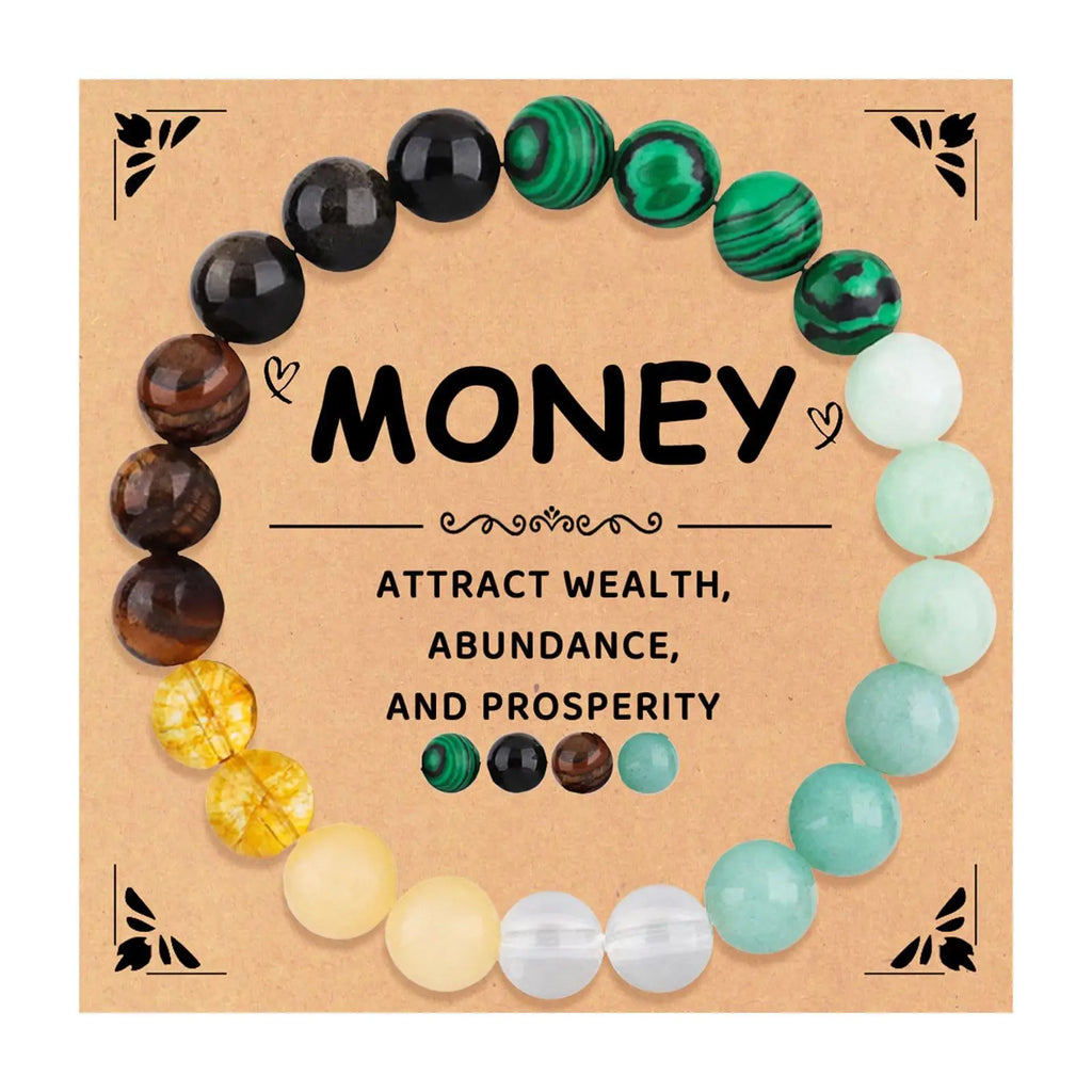 Money Manifest Crystal Bead Bracelet — Abundance, Prosperity, Wealth, Healing, Protection, Chakra Balancing