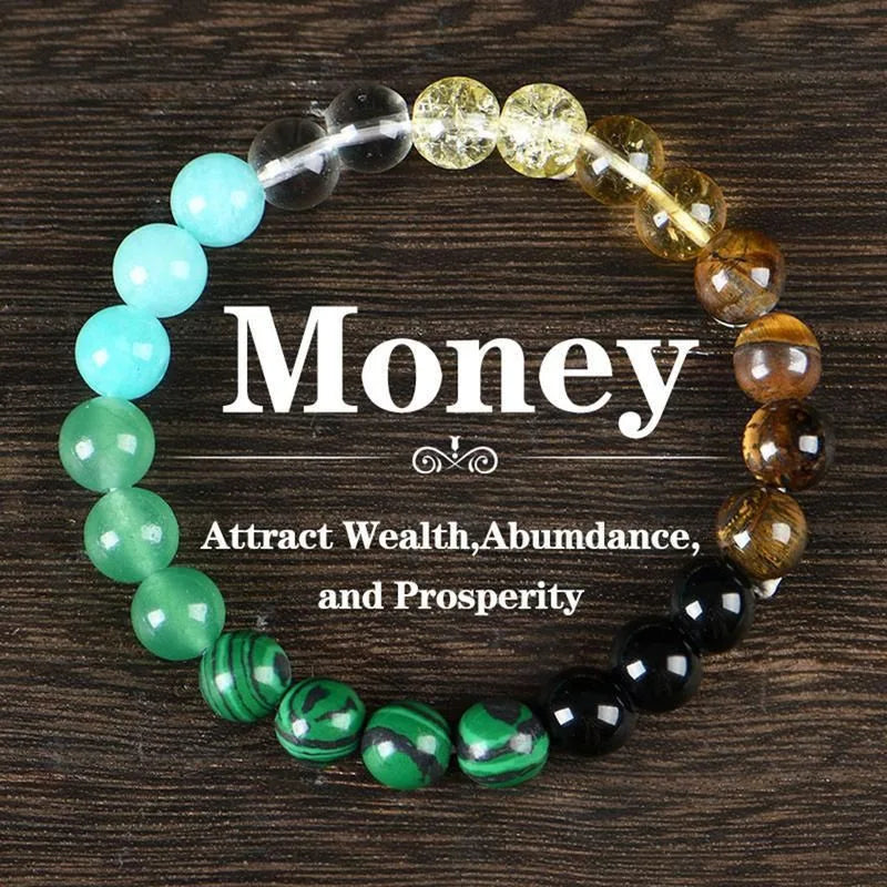 Money Manifest Crystal Bead Bracelet — Abundance, Prosperity, Wealth, Healing, Protection, Chakra Balancing