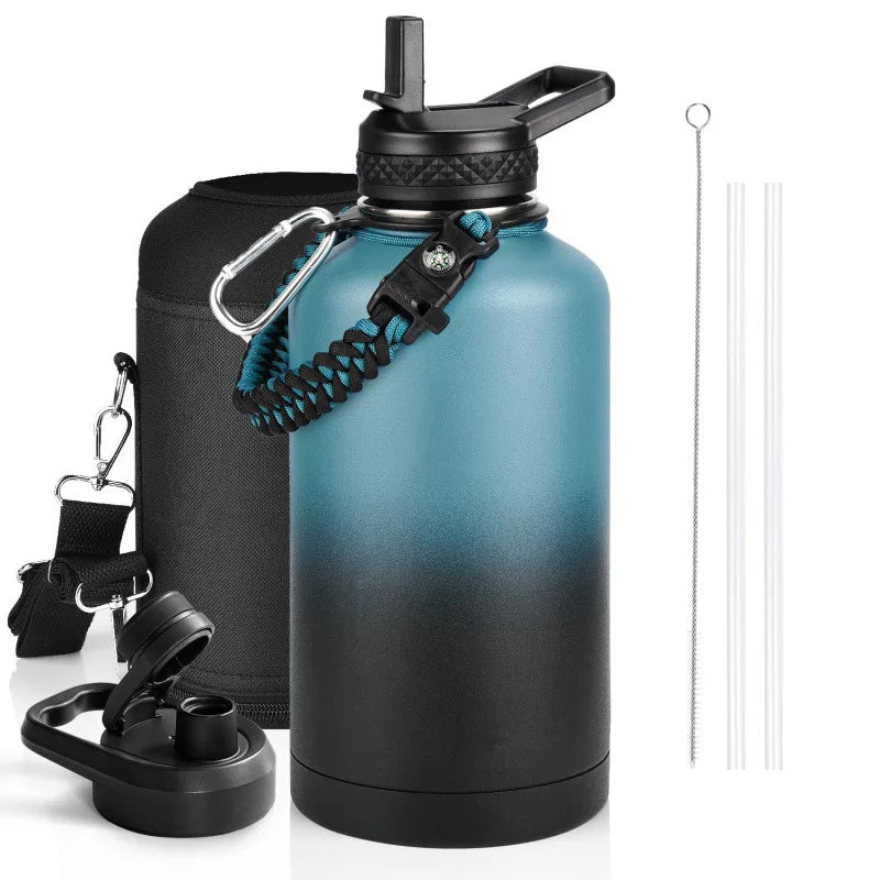 Insulated Water Bottle — Gallon, Stainless Steel, Leakproof, Wide Mouth, Carry Handle