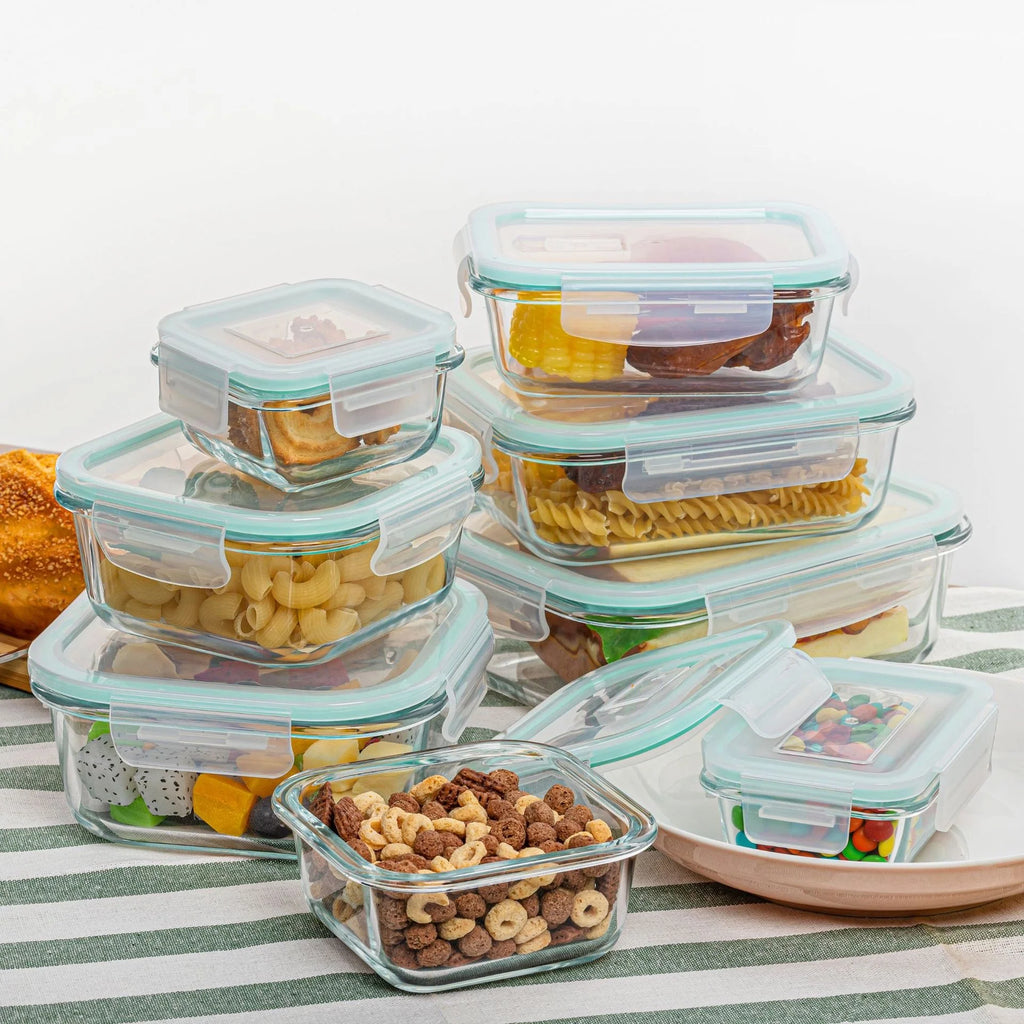 Glass Food Storage Containers — Airtight Lids, Leakproof, Oven Safe, Microwave Safe, Freezer Safe
