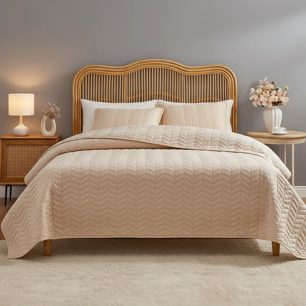 Quilted Bedspread — Reversible Design, Soft Microfiber, Lightweight, All-Season, Twin Full Queen King