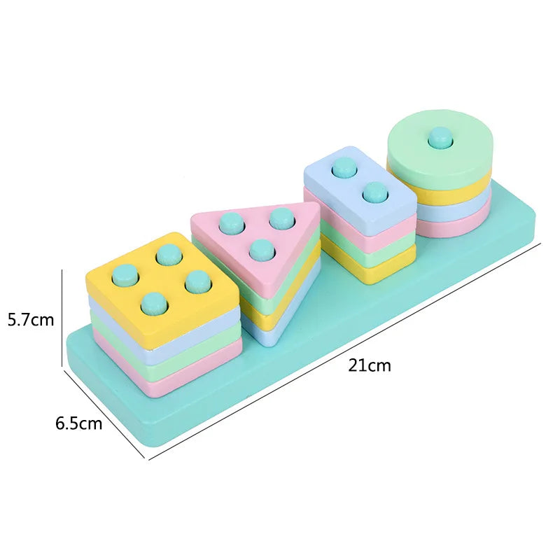 Montessori Stacking Blocks — Wooden Toy, Shape Sorter, Early Learning, Fine Motor, Toddler Gift