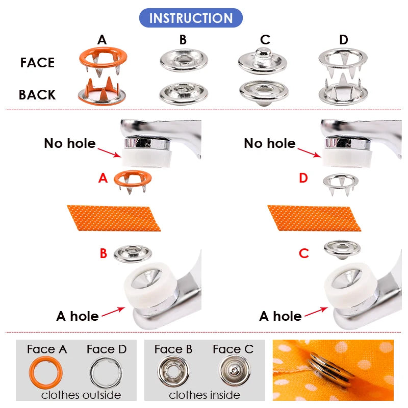 Snap Button Pliers Kit — 100pcs, Durable, Heavy-Duty, DIY, Crafting