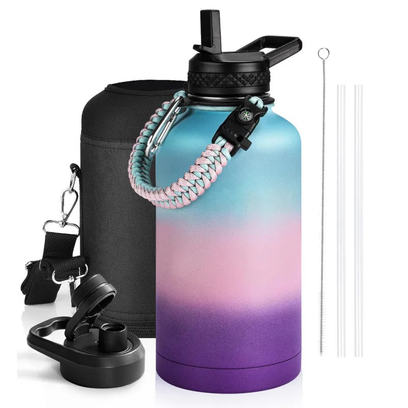 Insulated Water Bottle — Gallon, Stainless Steel, Leakproof, Wide Mouth, Carry Handle