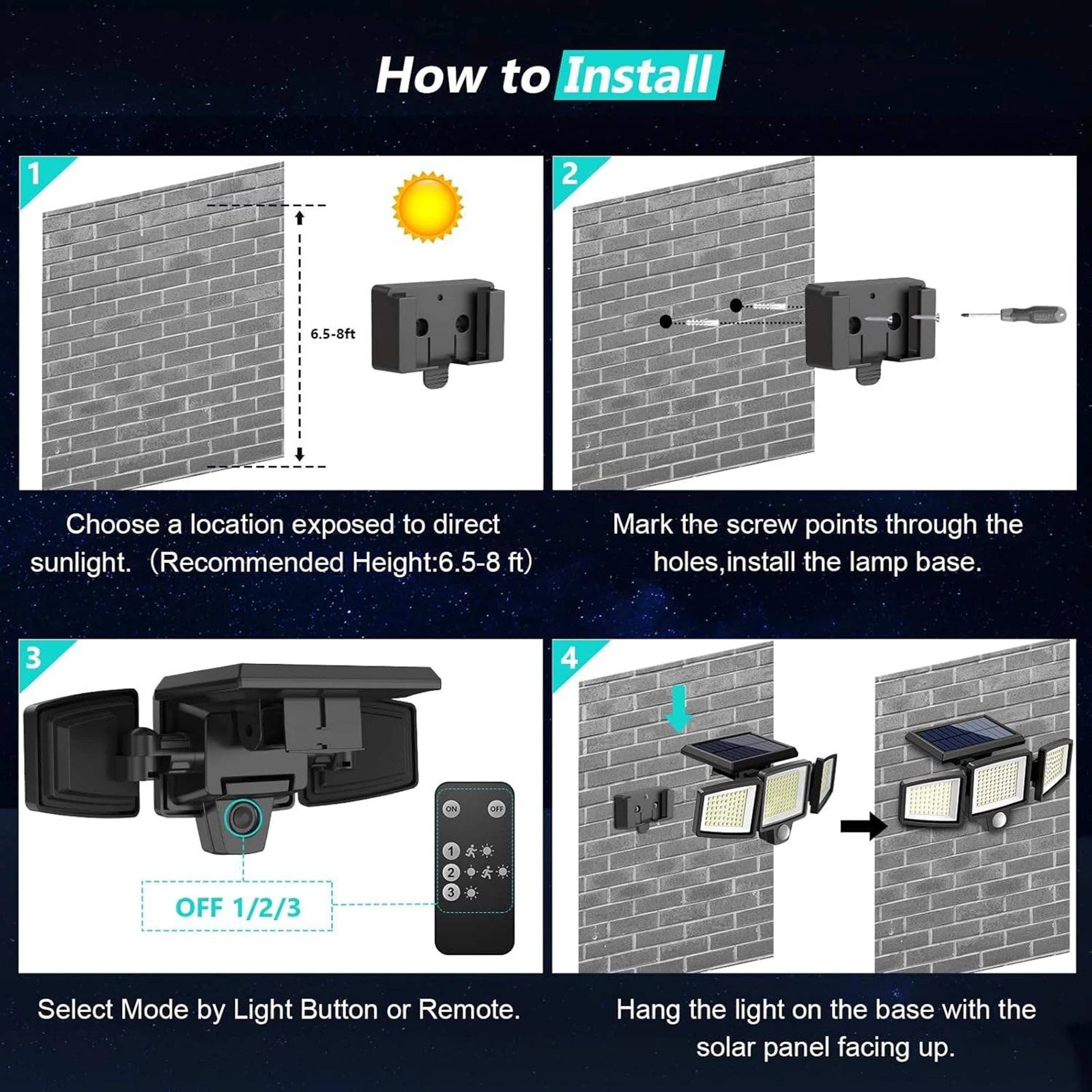 Solar Motion Security Floodlight — Outdoor, Wireless, Waterproof, Bright, Easy Install