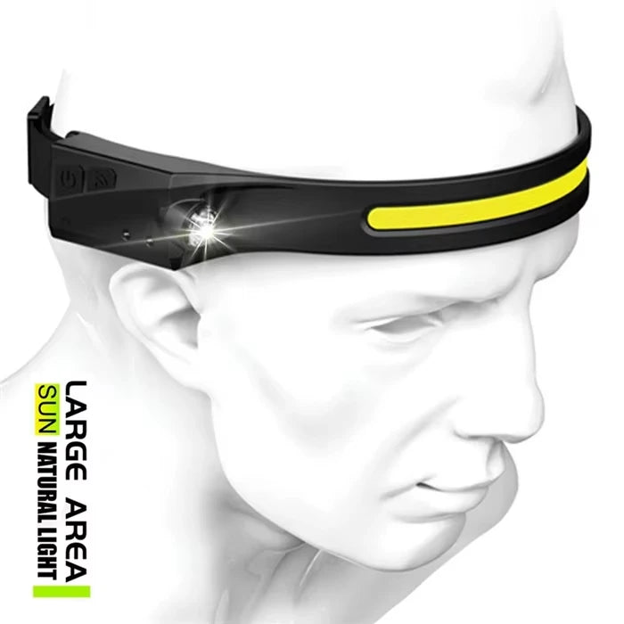 Rechargeable Headlamp — Motion Sensor, USB-C, Lightweight, Waterproof, 5 Lighting Modes, Long Battery Life