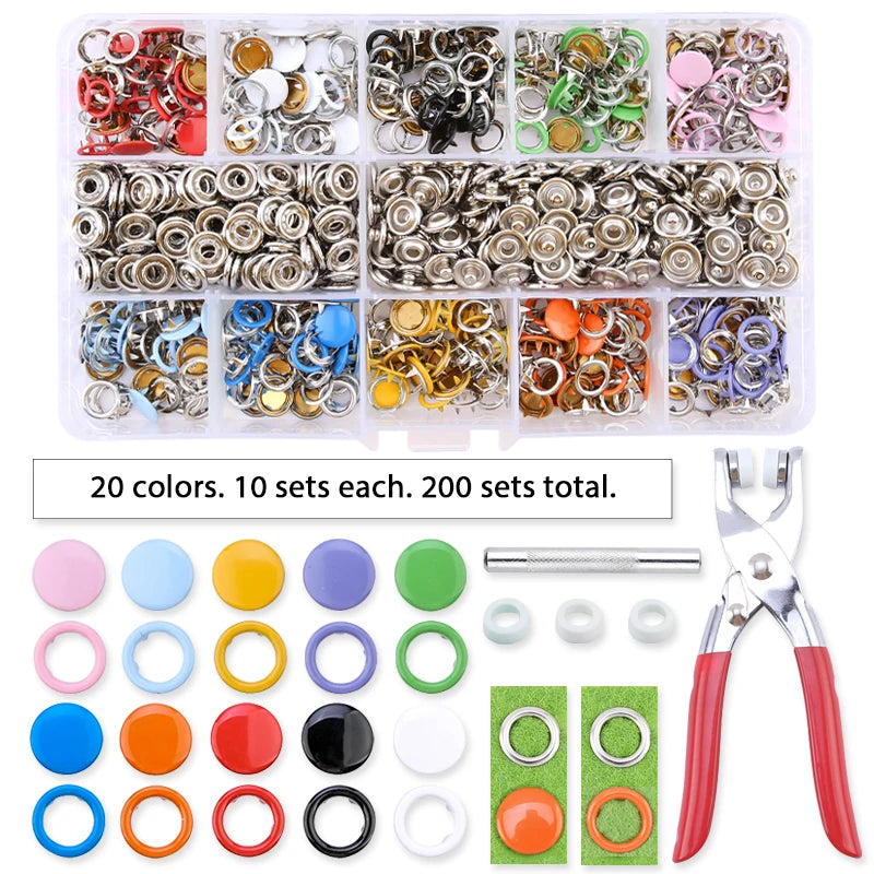 Snap Button Pliers Kit — 100pcs, Durable, Heavy-Duty, DIY, Crafting