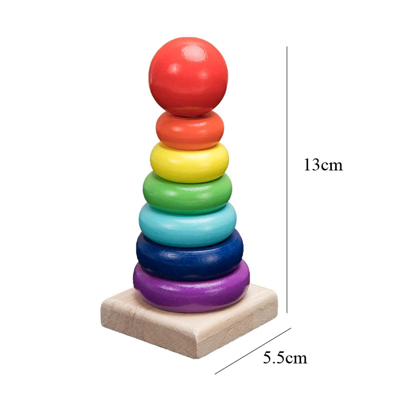Montessori Stacking Blocks — Wooden Toy, Shape Sorter, Early Learning, Fine Motor, Toddler Gift