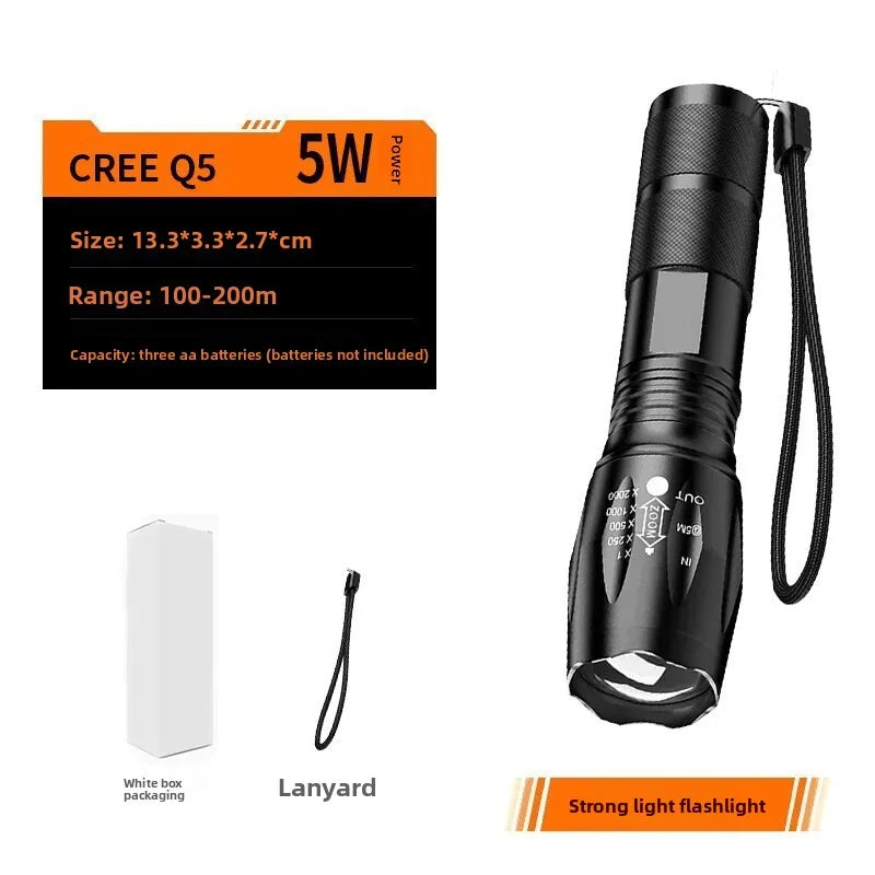 Adjustable Zoom Tactical Flashlight — Rechargeable, Waterproof, Durable, Portable, Bright, Compact