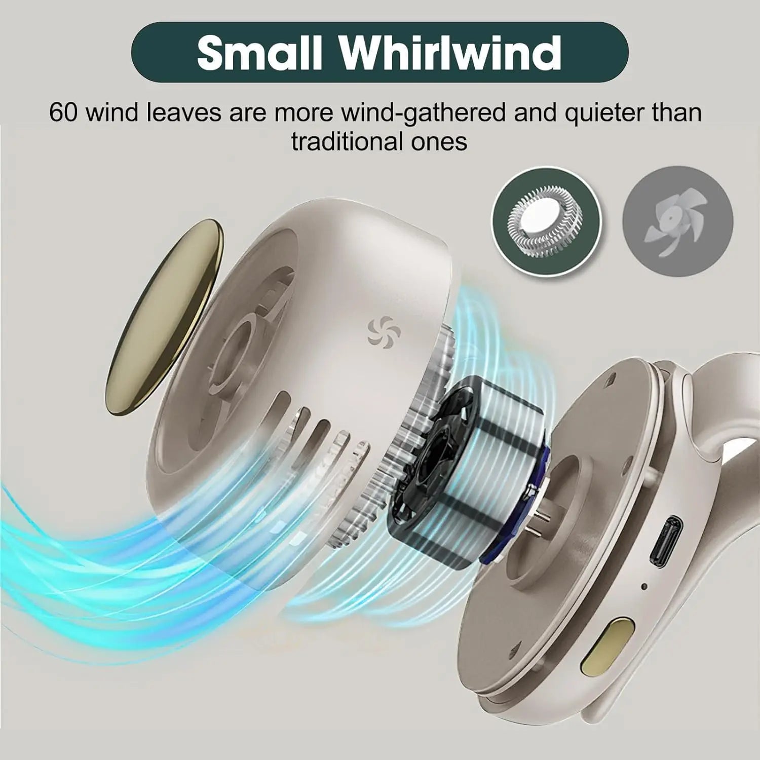 Mini Bladeless Fan — Personal & Portable, USB Powered, Quiet Operation, Desk Fan, Compact Design