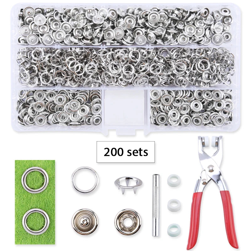 Snap Button Pliers Kit — 100pcs, Durable, Heavy-Duty, DIY, Crafting