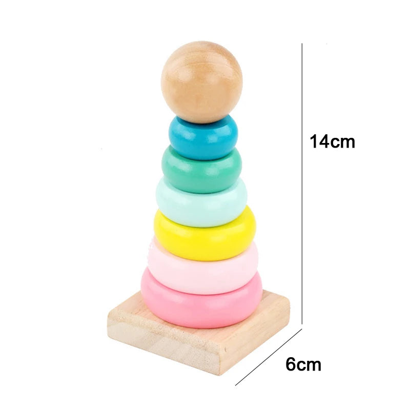 Montessori Stacking Blocks — Wooden Toy, Shape Sorter, Early Learning, Fine Motor, Toddler Gift