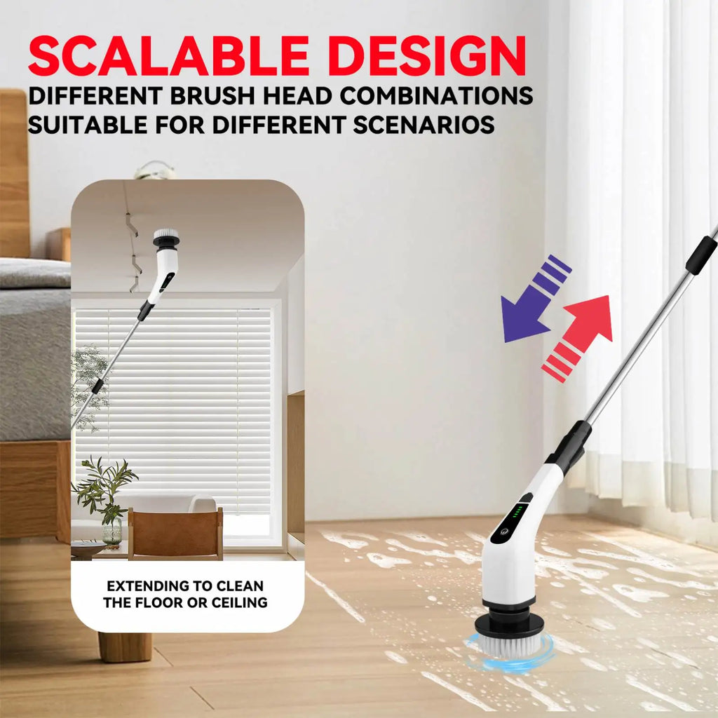 Electric Spin Scrubber — Cordless Power, Extendable, Rechargeable, Waterproof, Ergonomic, Multi-purpose
