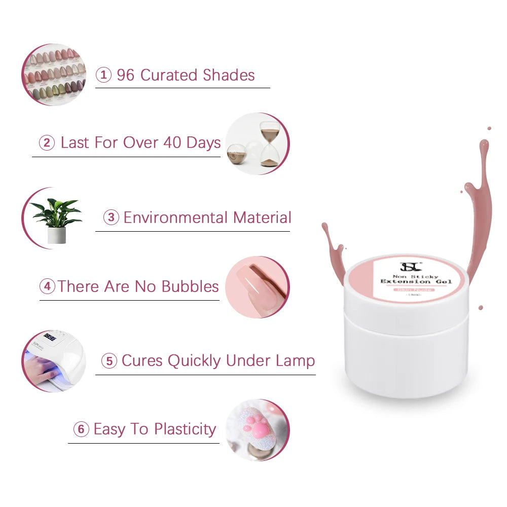 Builder Gel — Pink, Hard, Self-Leveling, Long-Lasting, Salon-Quality, For Nail Extensions