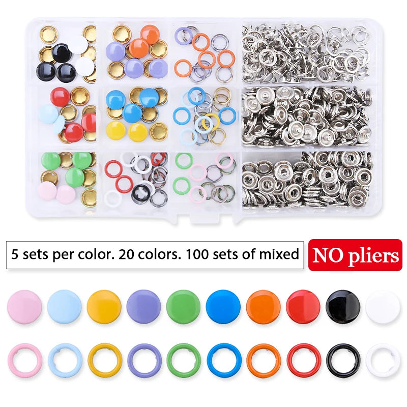 Snap Button Pliers Kit — 100pcs, Durable, Heavy-Duty, DIY, Crafting